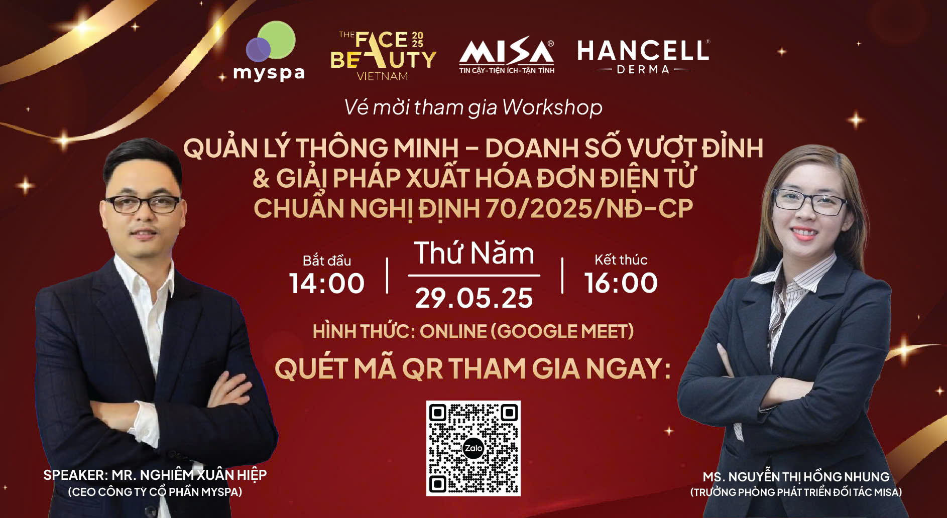 [Workshop Online]: Quản lý thông minh - Doanh số vượt đỉnh &amp; Giải pháp xuất hóa đơn điện tử chuẩn Nghị định 70/2025/NĐ-CP cùng Myspa
