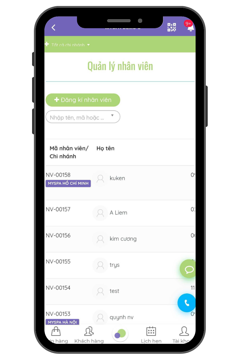 Tính năng Quản lý nhân viên