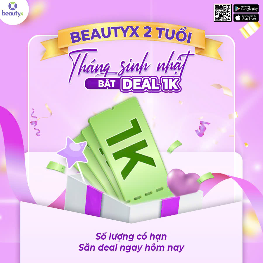 BeautyX tung Deal 1K tất cả dịch vụ hot nhất
